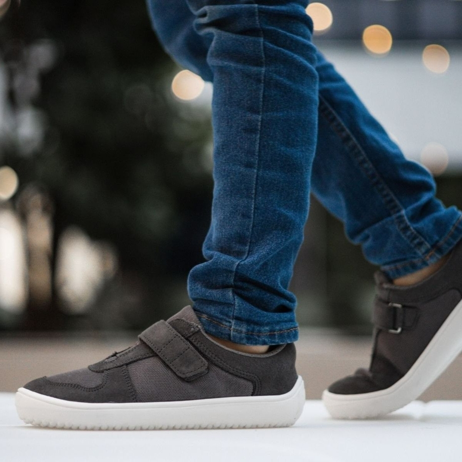 Kids’ Joy Leather Barefoot Trainers Grey