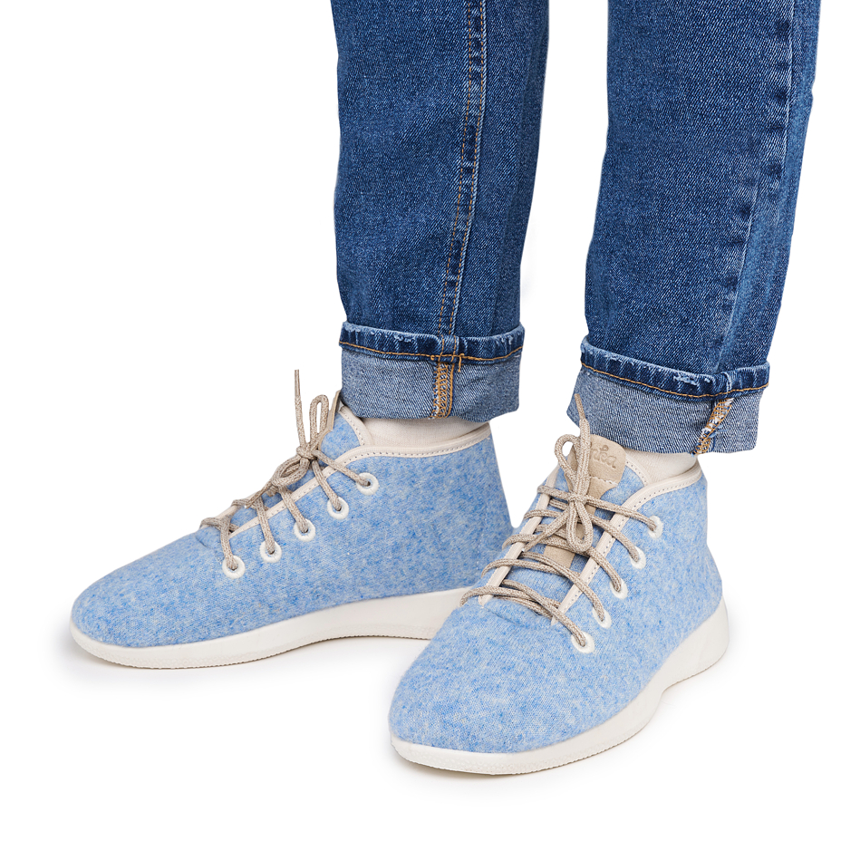 Woolee High-Top Wool Trainers with Lining Blue