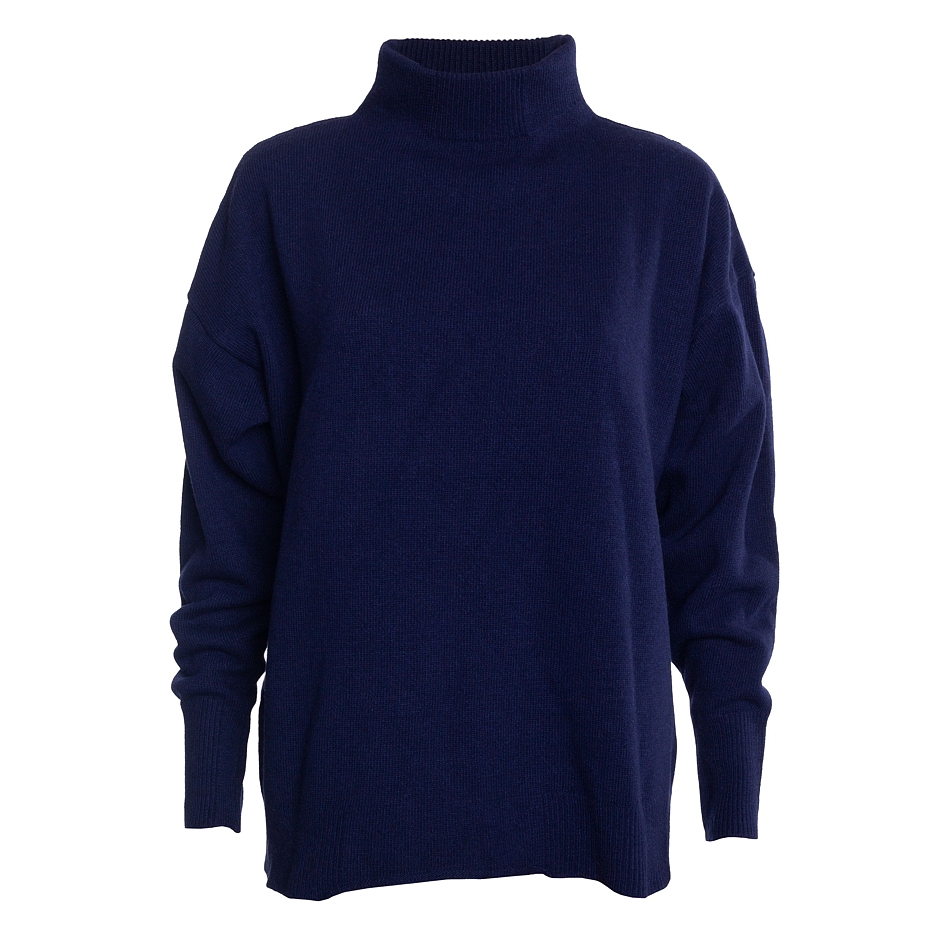 Merino Wool Turtleneck with Cashmere Ampio Navy