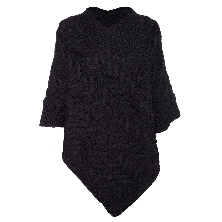 Supersoft Merino wool poncho black