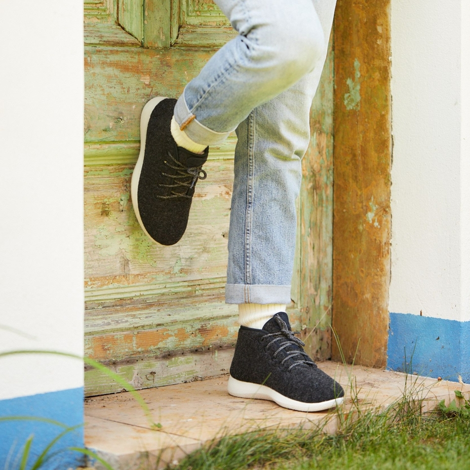 Woolee High-Top Wool Trainers with Lining Dark Grey