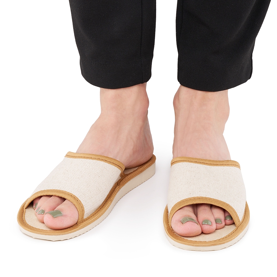 Women’s Summer Linen Open-Toe Slippers Natural