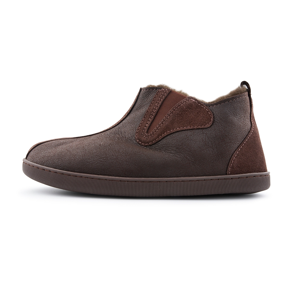 Men’s Pavel Leather Slippers with Wool Lining Brown