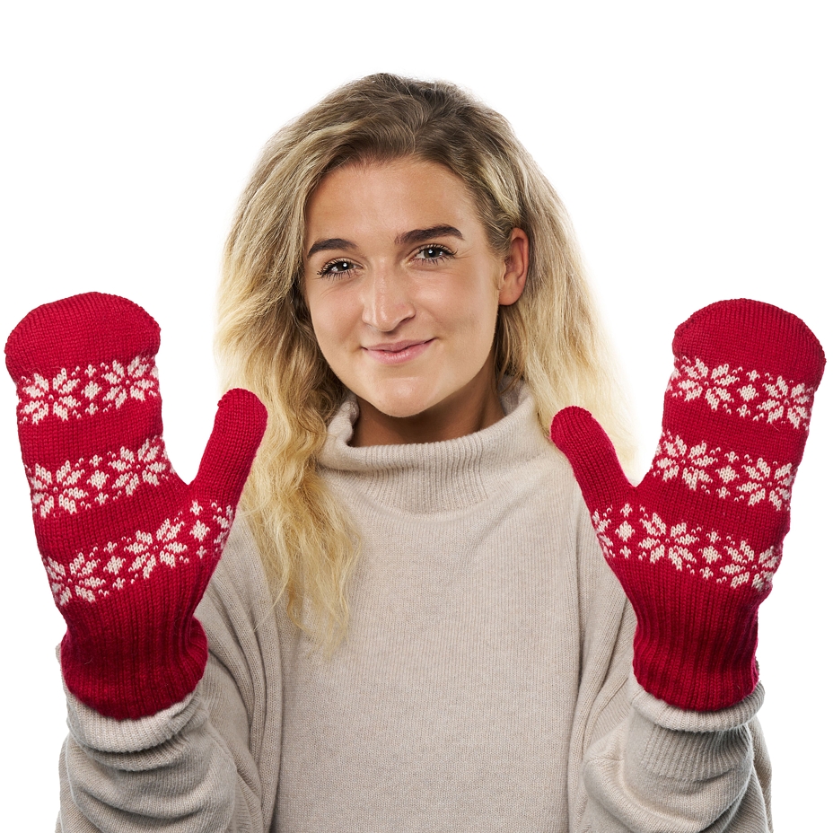 Vlnka Wool Mittens in Nordic Design P02 Red