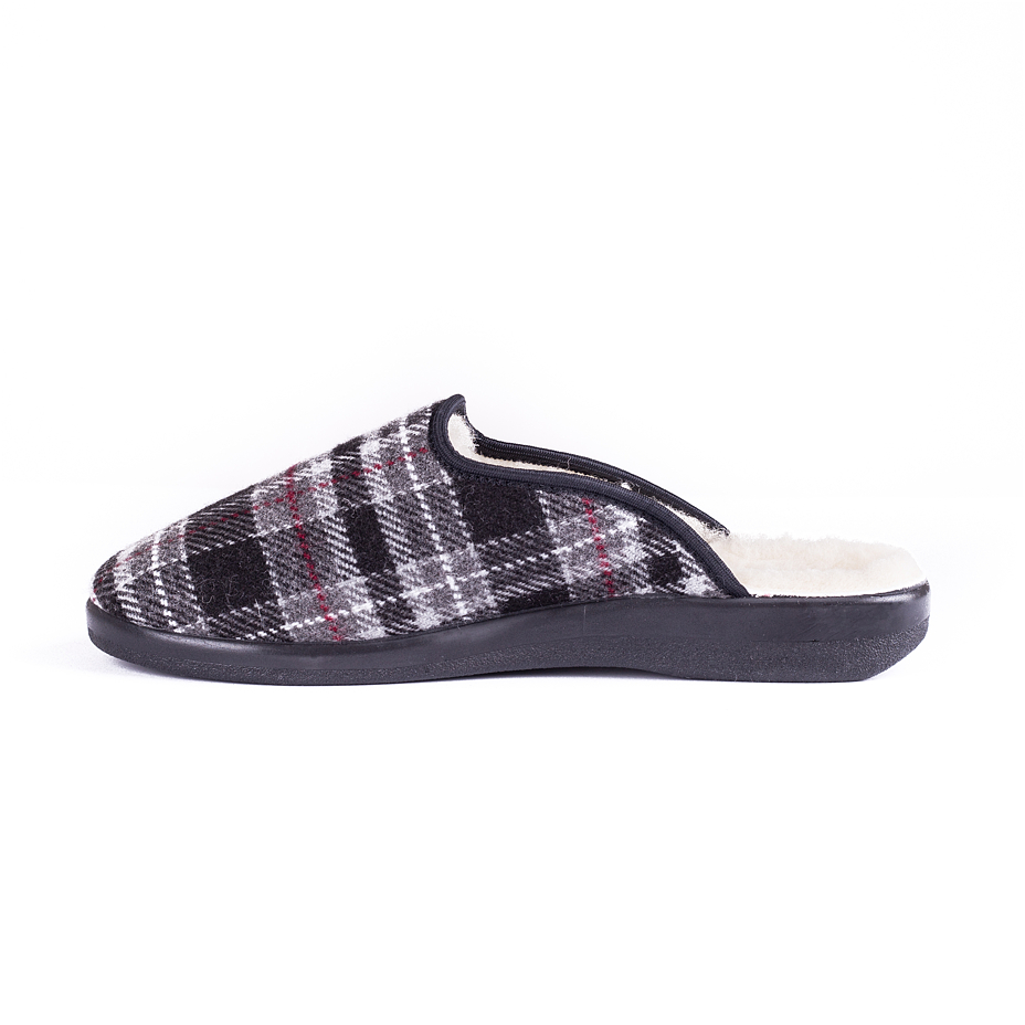 Men's Comfort Slippers with Wool Lining Plaid