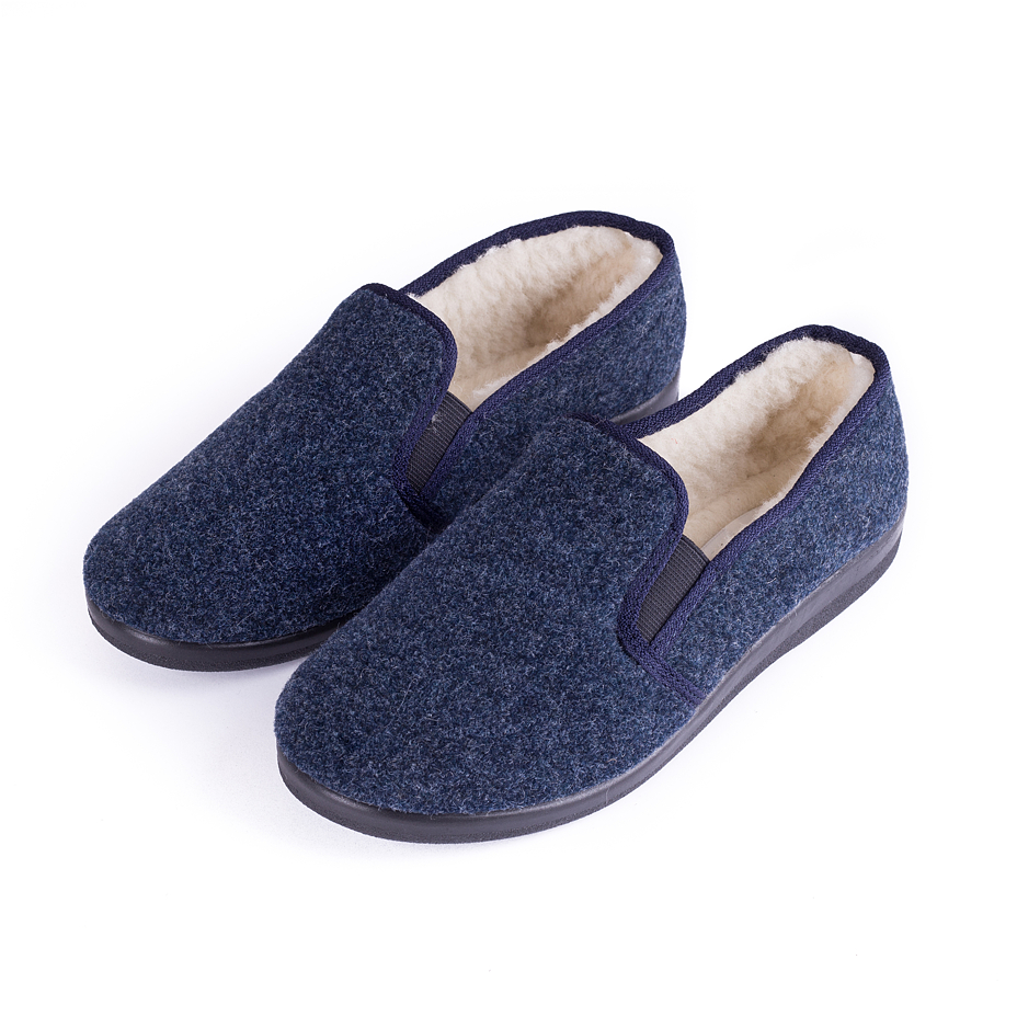 Men's Non-Slip Slippers with Wool Lining Blue