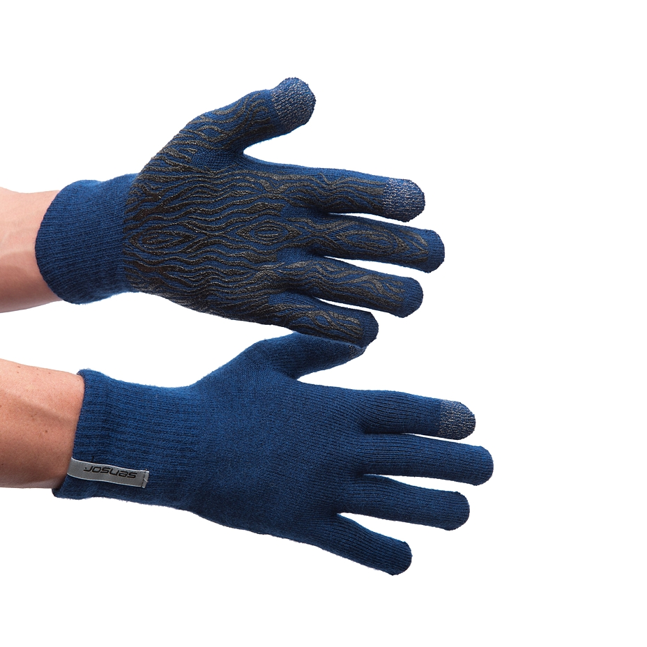Sensor Merino wool gloves blue