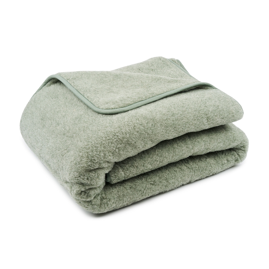 Single Layer Wool Blanket Green