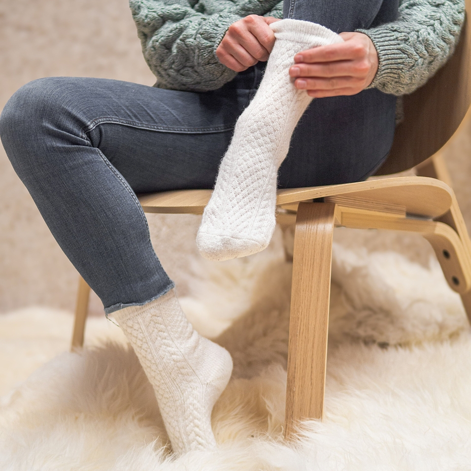 Traditional Merino Wool Socks White