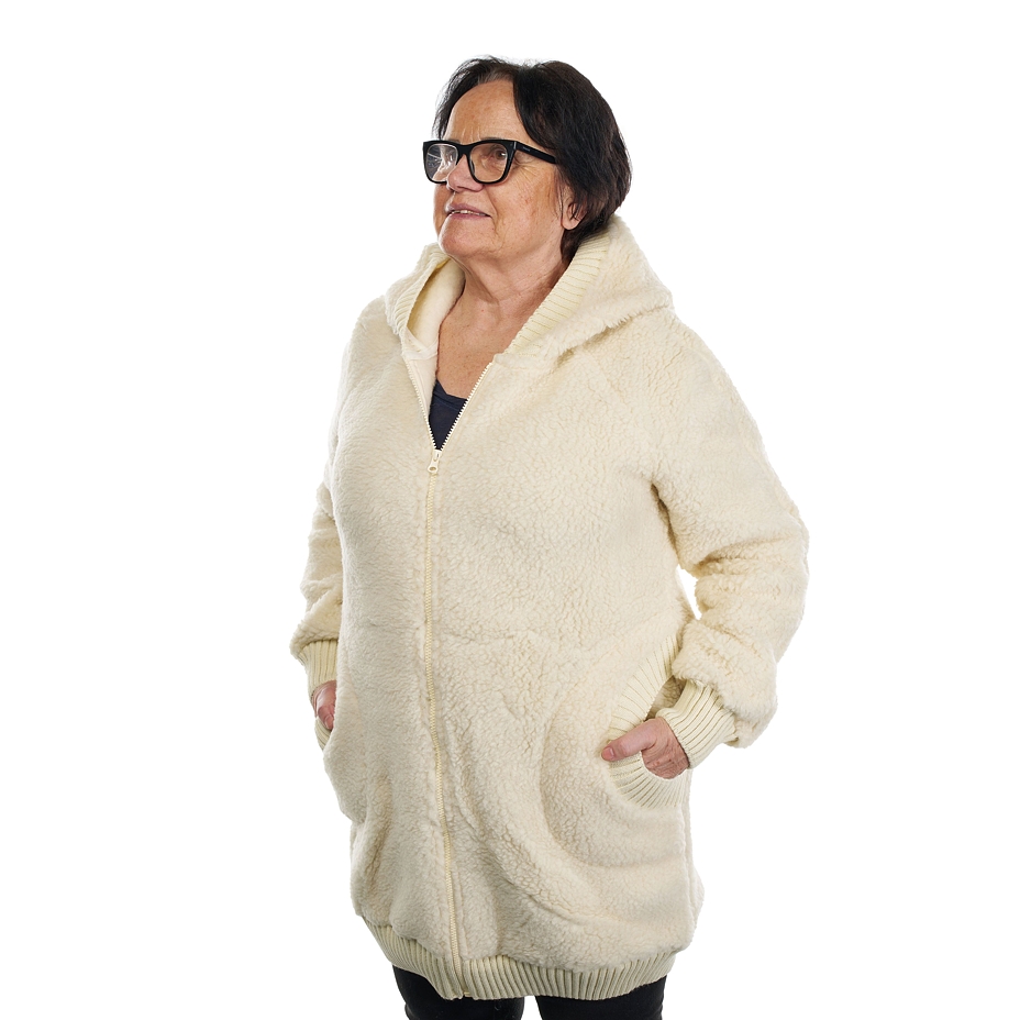 Extra-long wool hoodie Natural