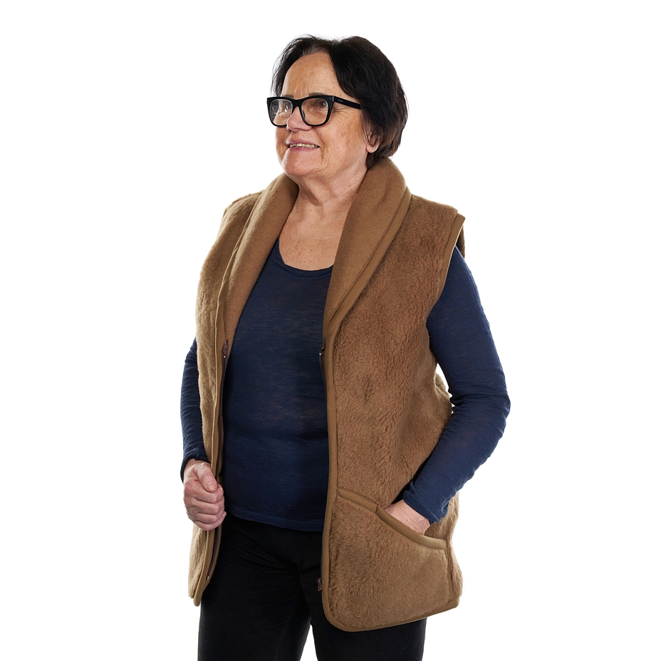 Wool Vest with Collar Brown