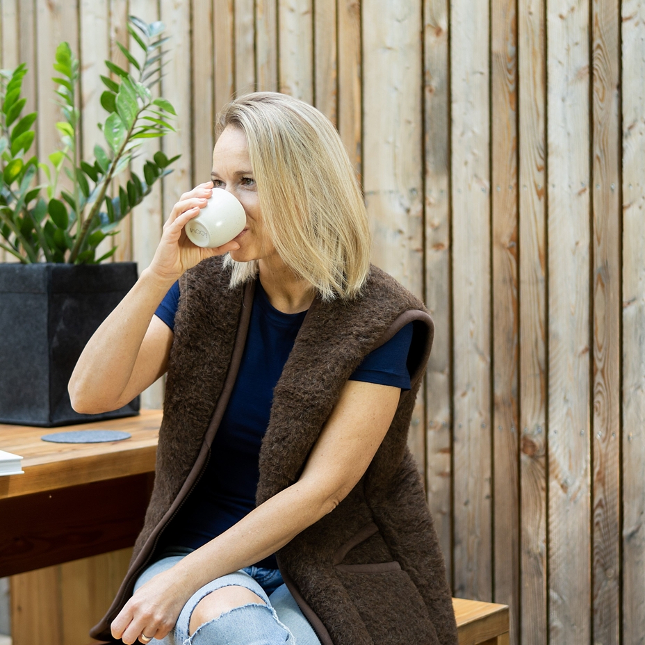 Extra Long Wool Vest Dark Brown