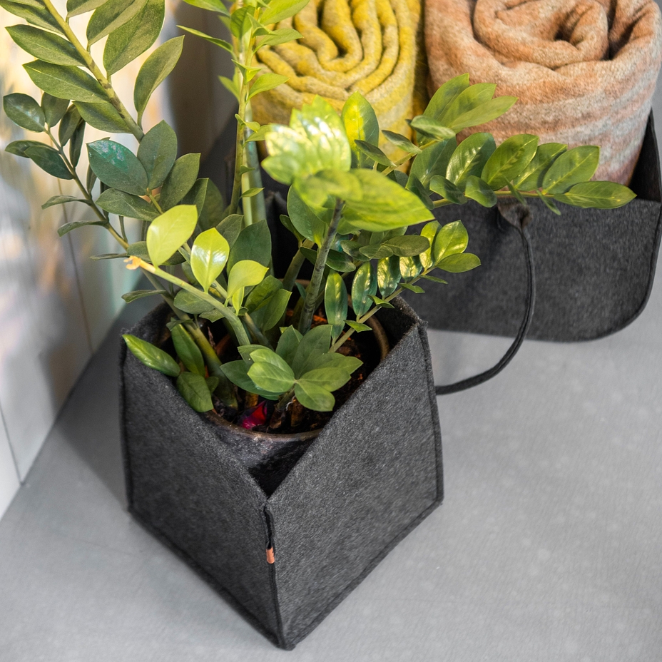 Felt Storage Basket Square Black