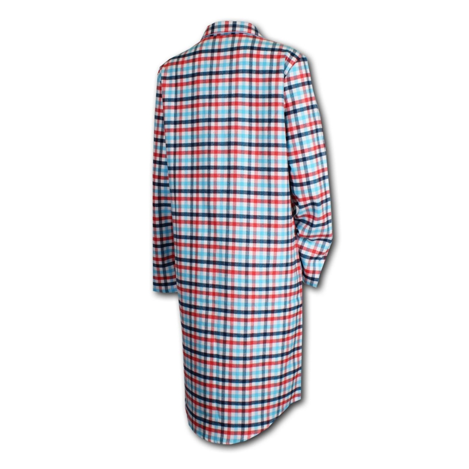 Women's flannel nightgown, checkered blue-red