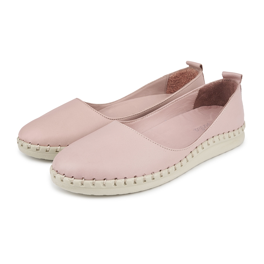 Women's leather ballerina flats Melisa pink