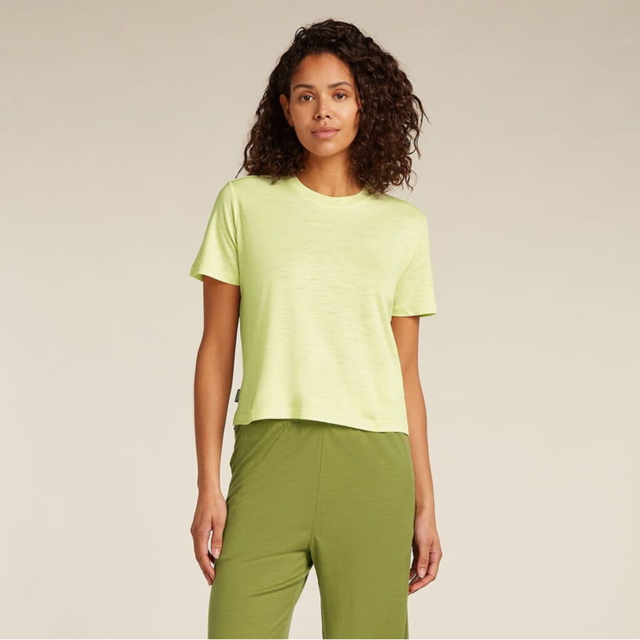 Women's T-shirt Merino Blend 150 Tech Lite SS Crop Tee Icebreaker Citrine