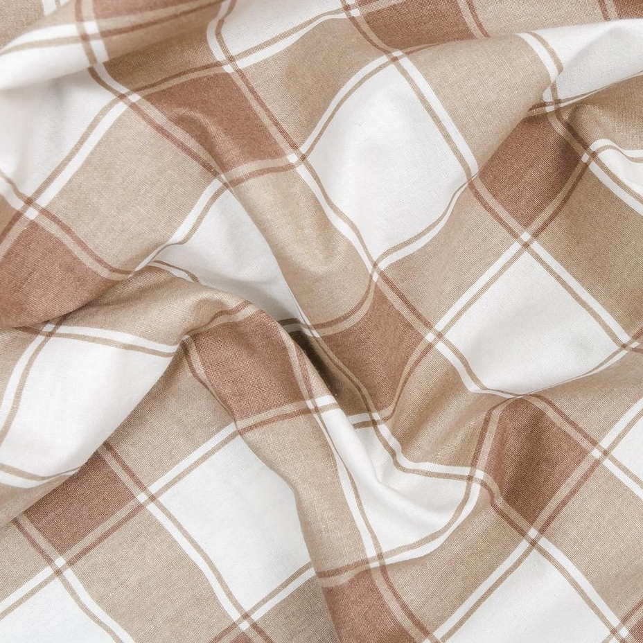 Cotton plaid bed linen beige