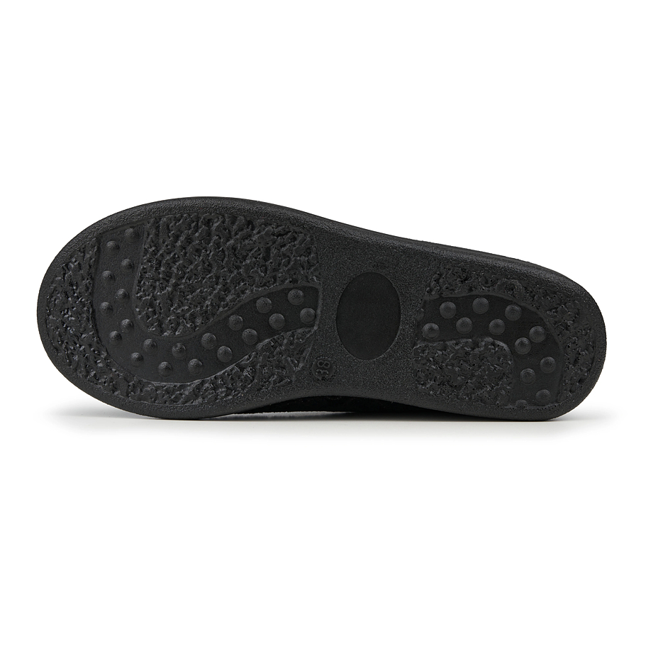 Women's non-slip Merino wool slippers with pattern black