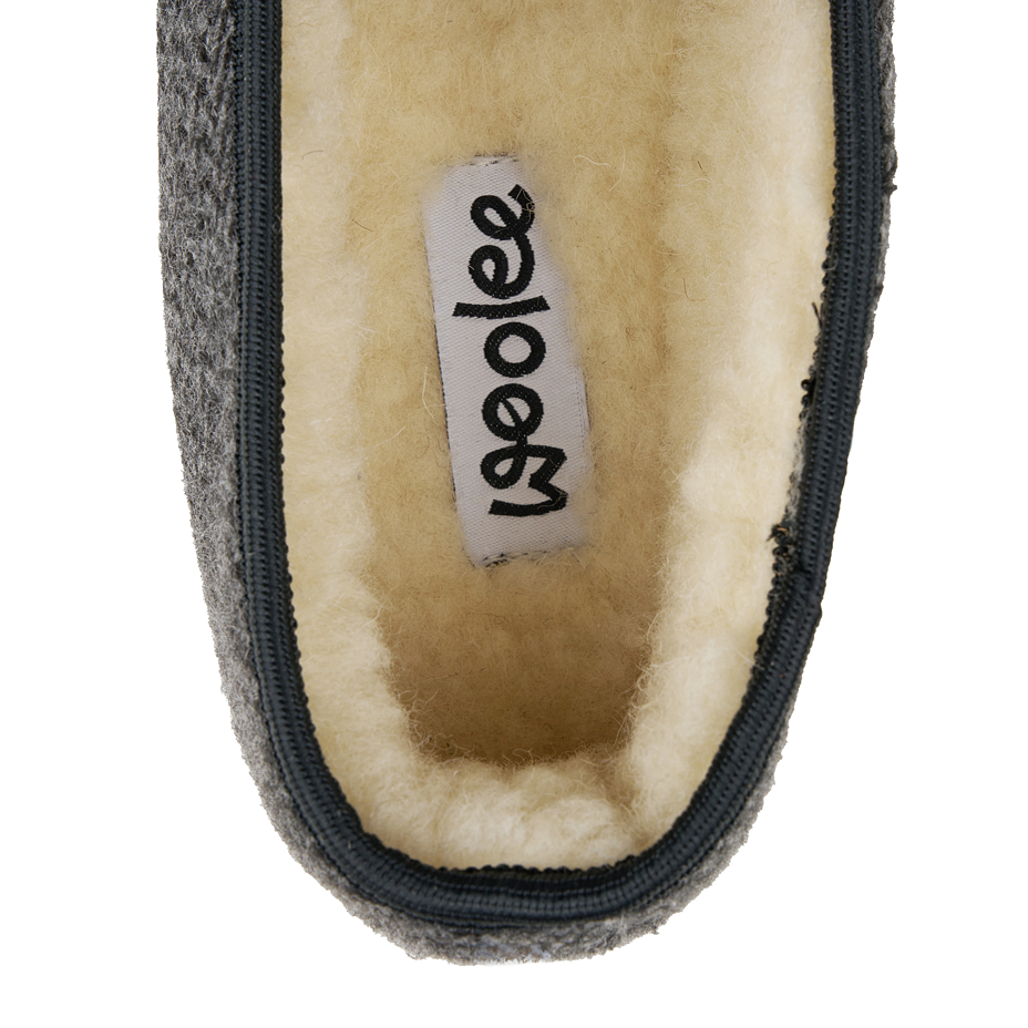 Men's non-slip slippers with Merino sheep wool gray