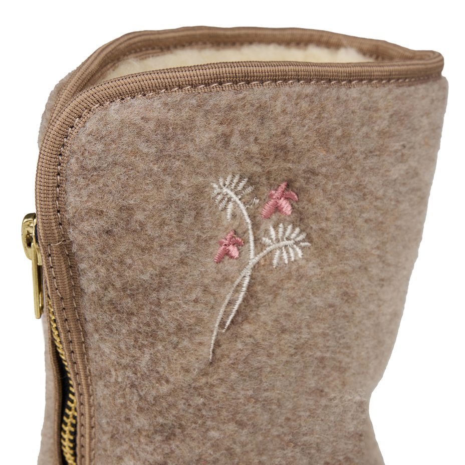 Women's sheep wool zip-up boots beige