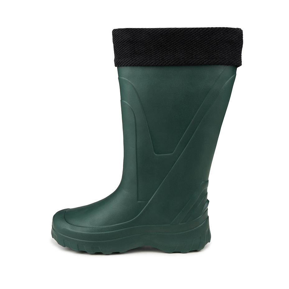 Insulated men's high wellies with wool insert green