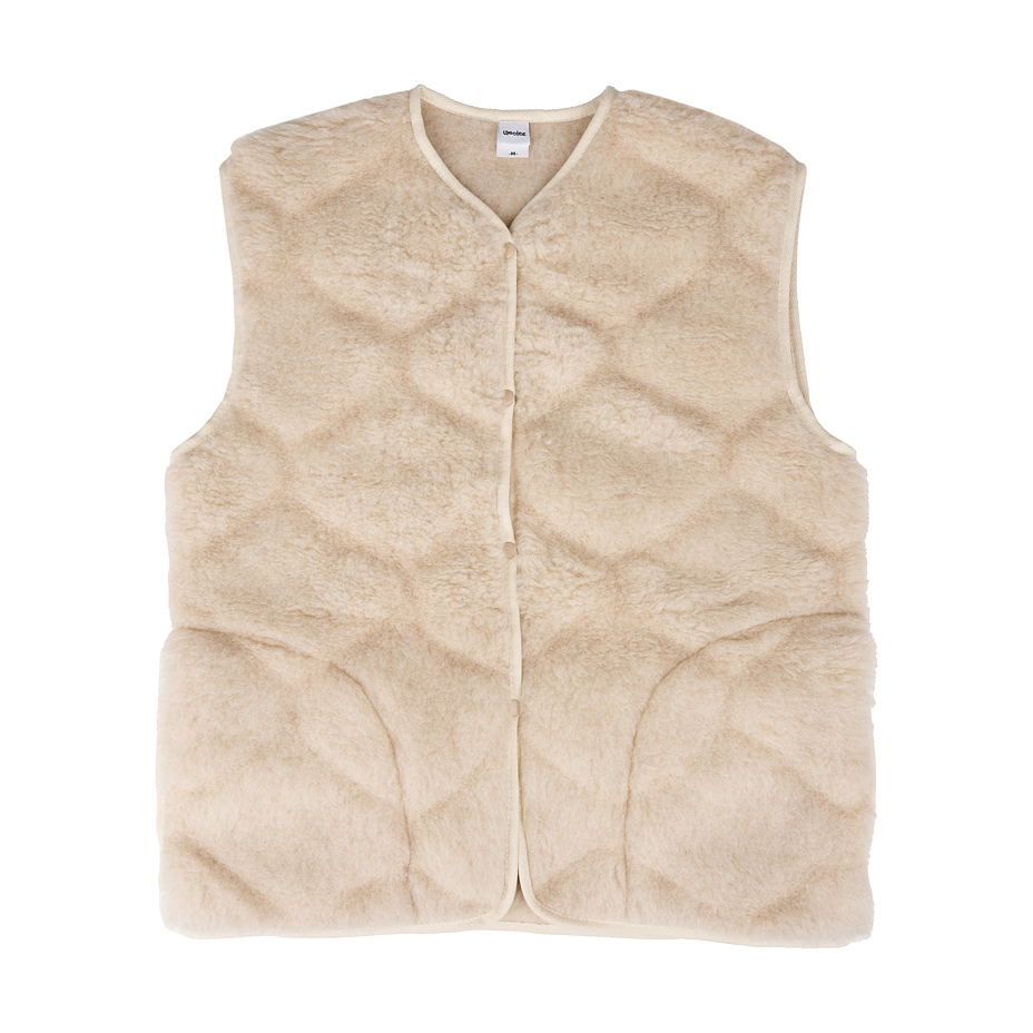 Women's wool vest with raised pattern beige