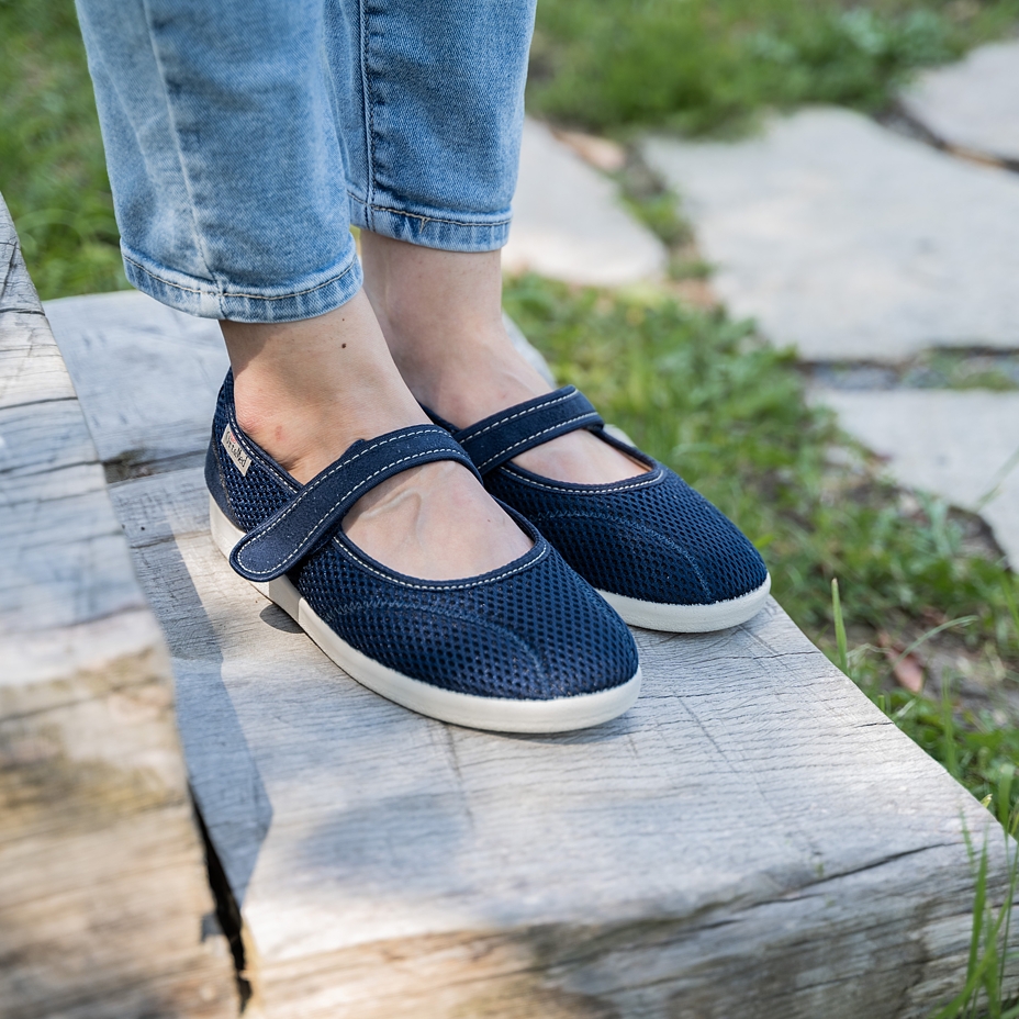 Women's Ballerina Velcro Comfort Pumps Blue