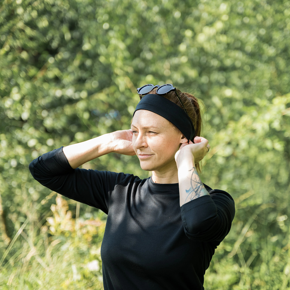 Thin Merino headband Woolee black