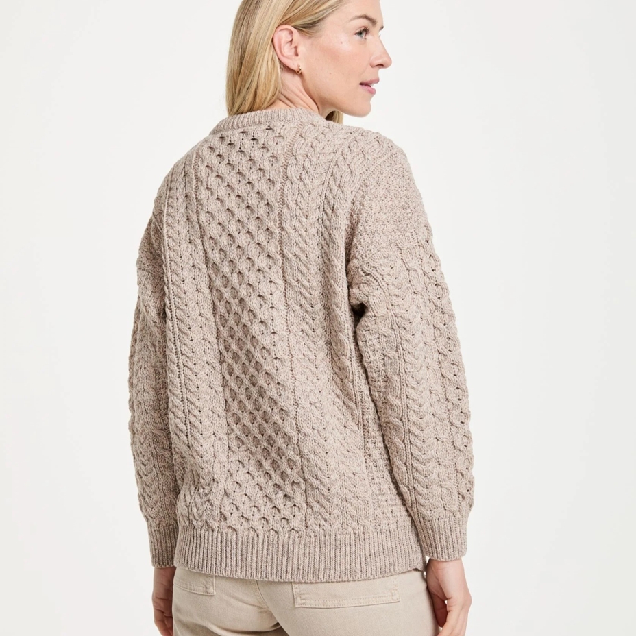 Women's Merino wool button-up sweater beige