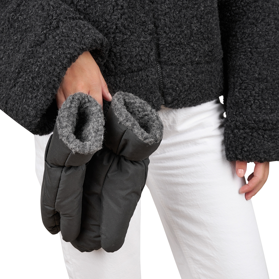 Waterproof sheep wool mittens black