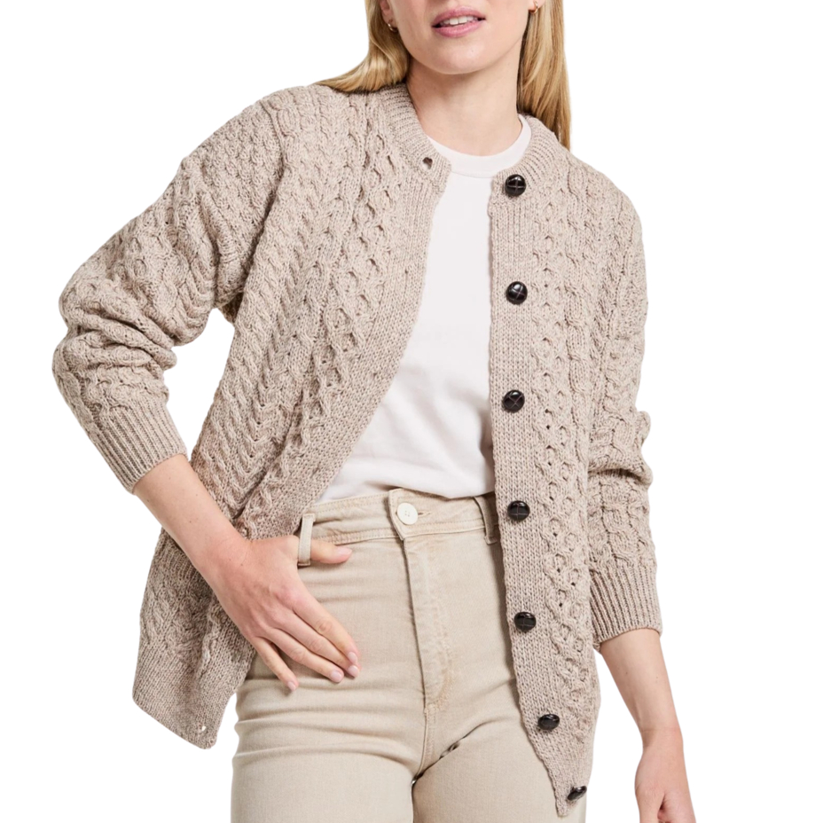 Women's Merino wool button-up sweater beige