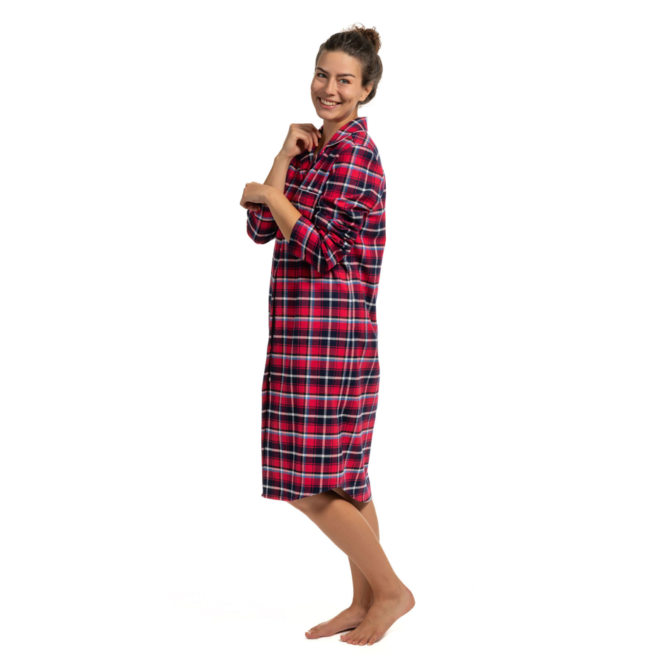 Women's flannel nightgown, checkered red
