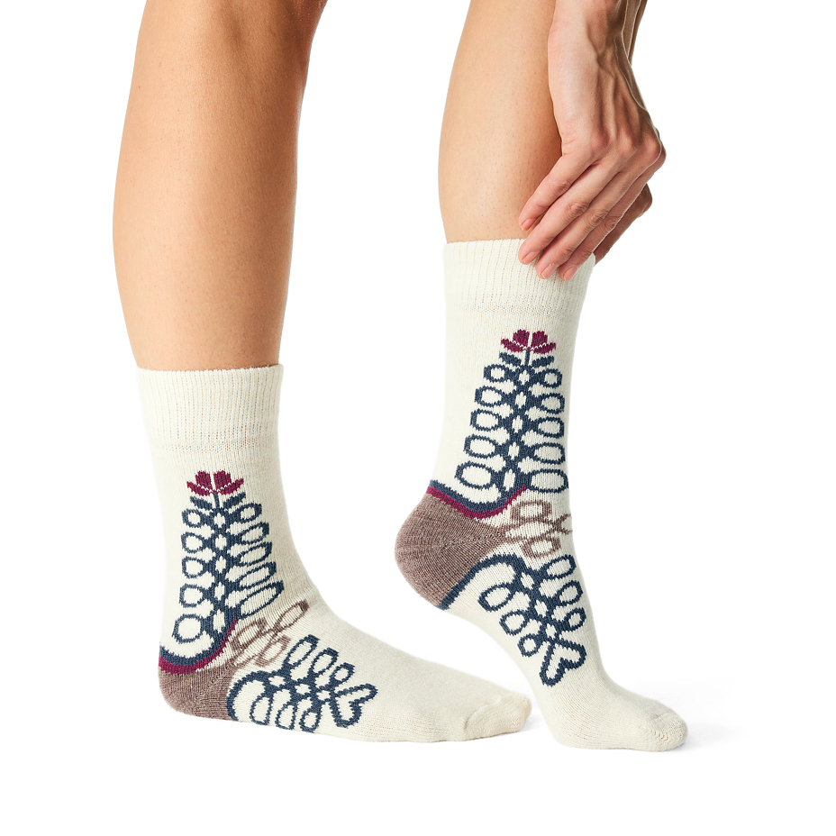 Merino Sheep Socks with a Folk Pattern Natural