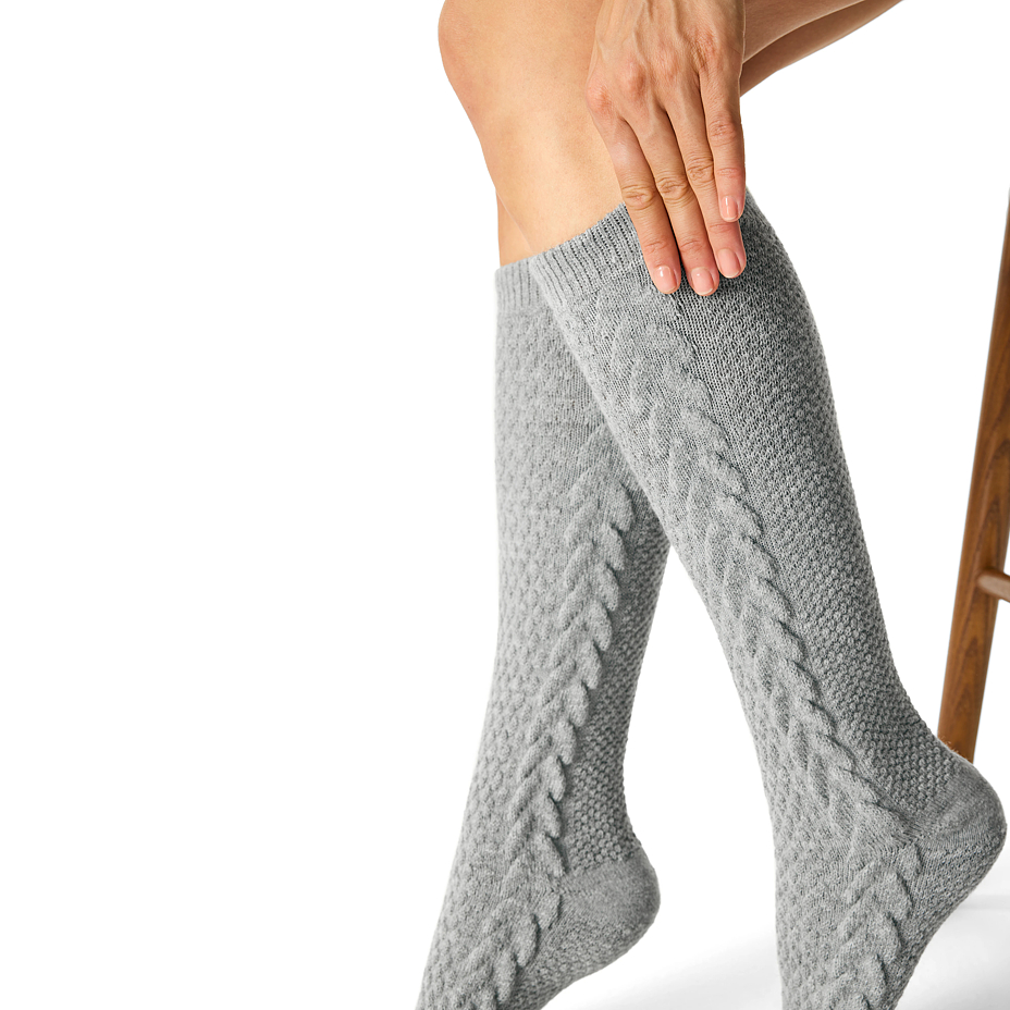 Traditional Knee-high Socks with Merino Sheep Wool Gray