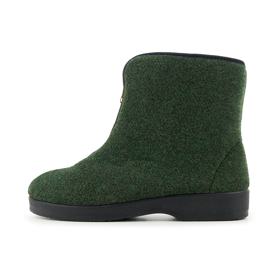 Men's sheep wool zip-up boots green