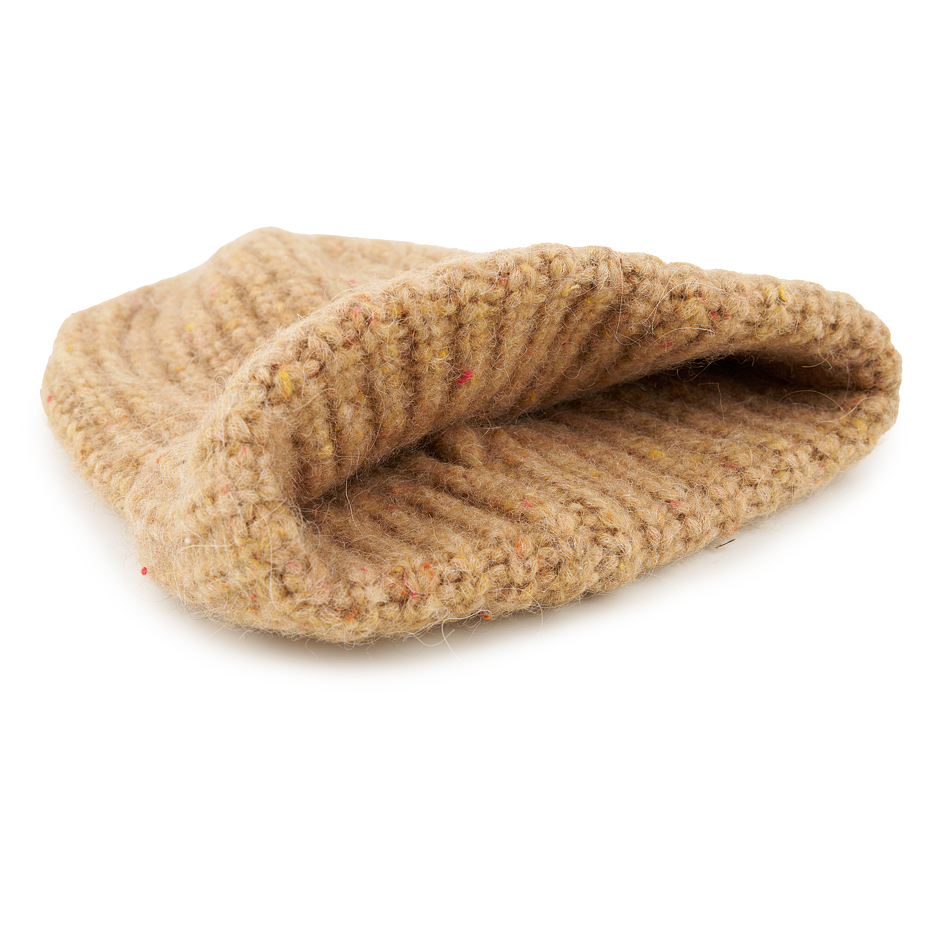 Alpaca wool cap with silk Gru beige