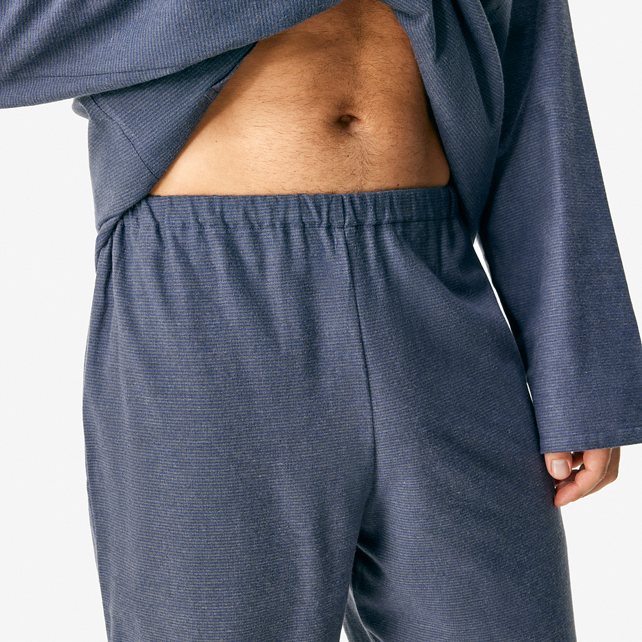 Men's flannel pajamas with Merino wool stripe