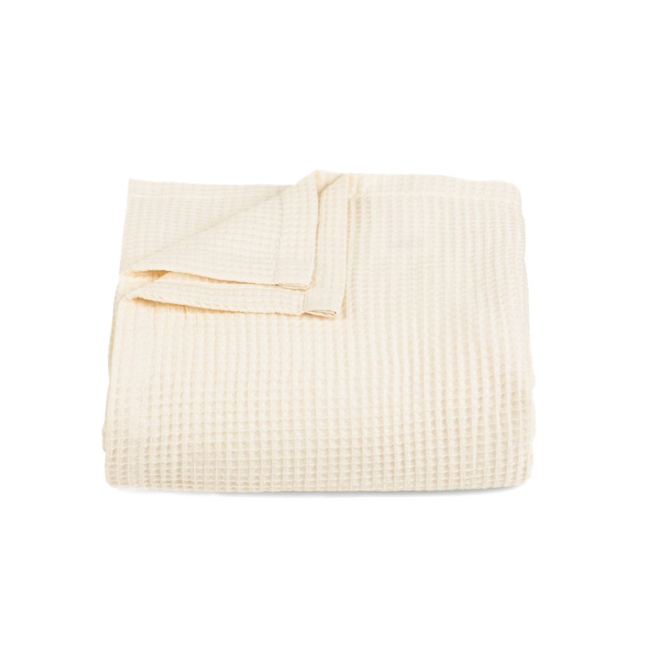 Cotton waffle throw blanket cream