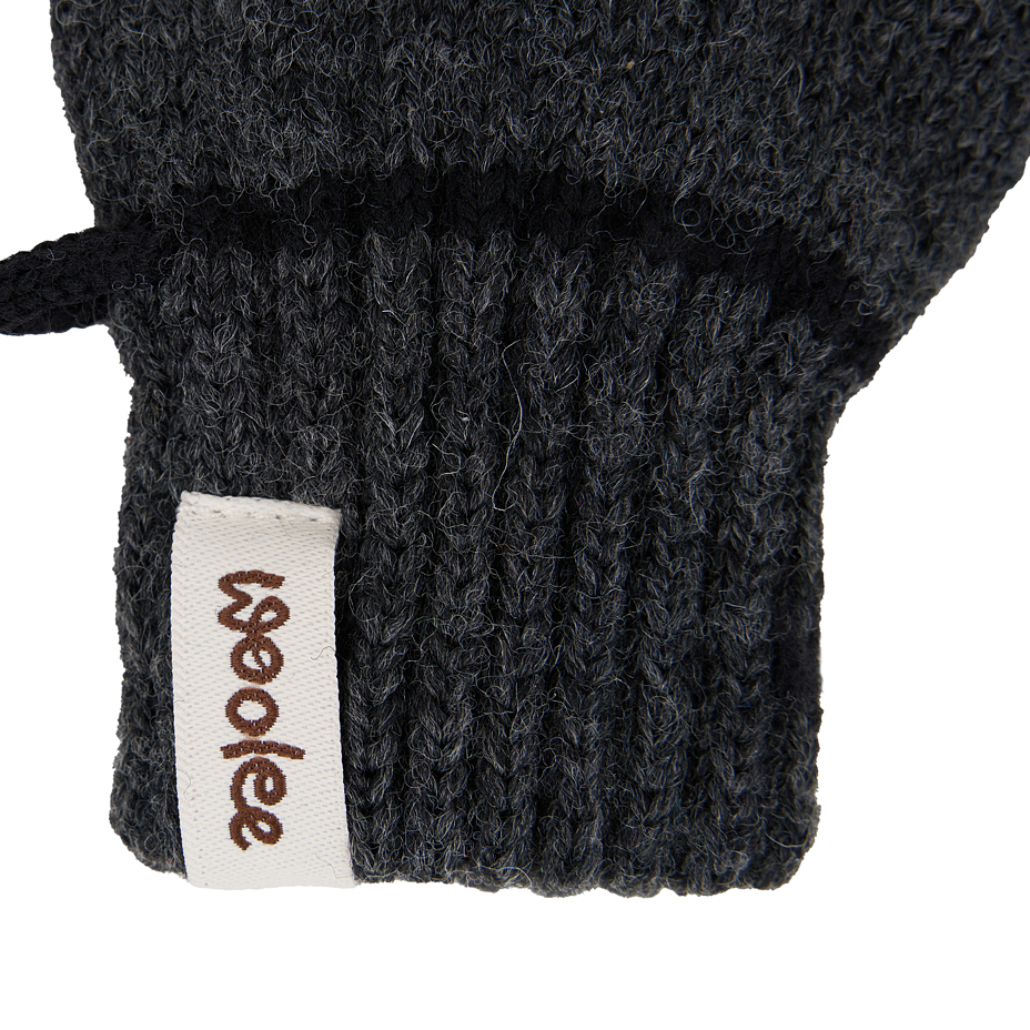 Children's woolen mittens with loop gray