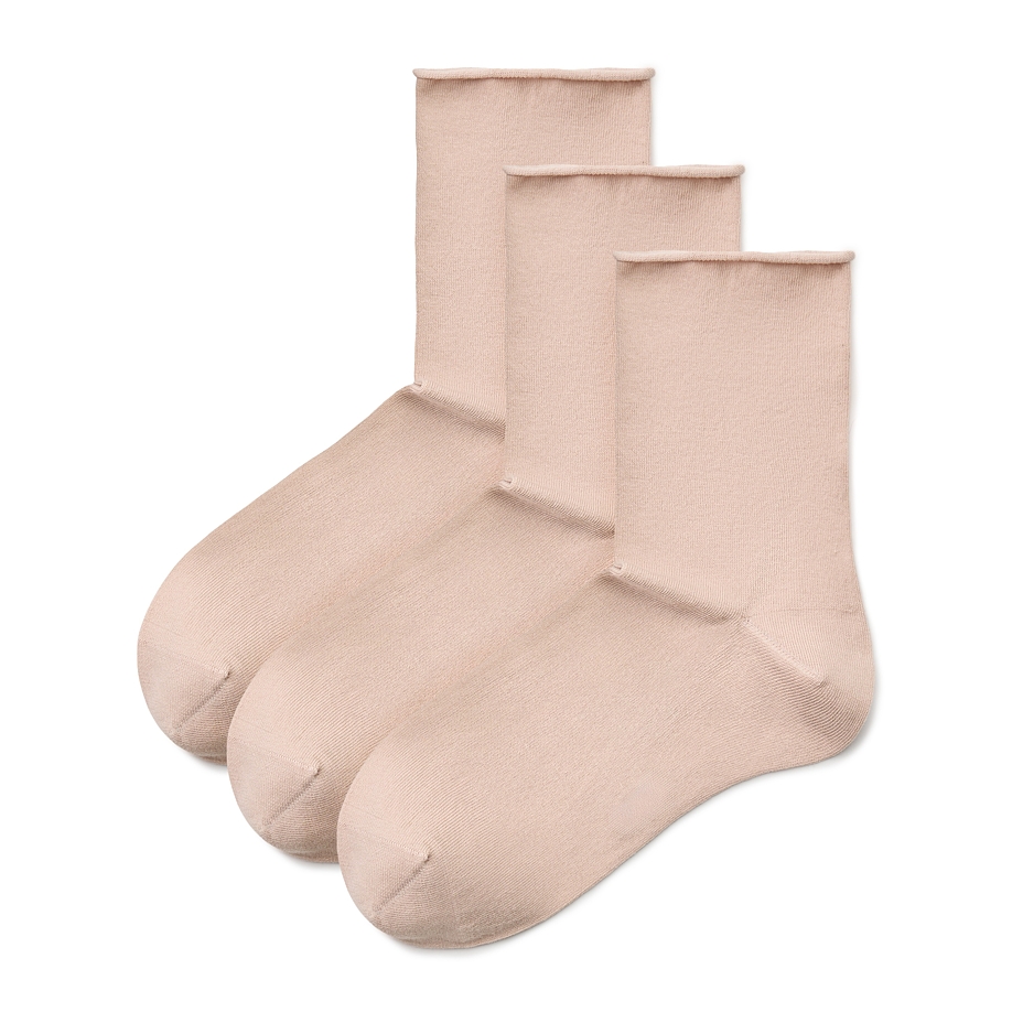 3 pairs of orthopedic cotton socks without elastic band beige