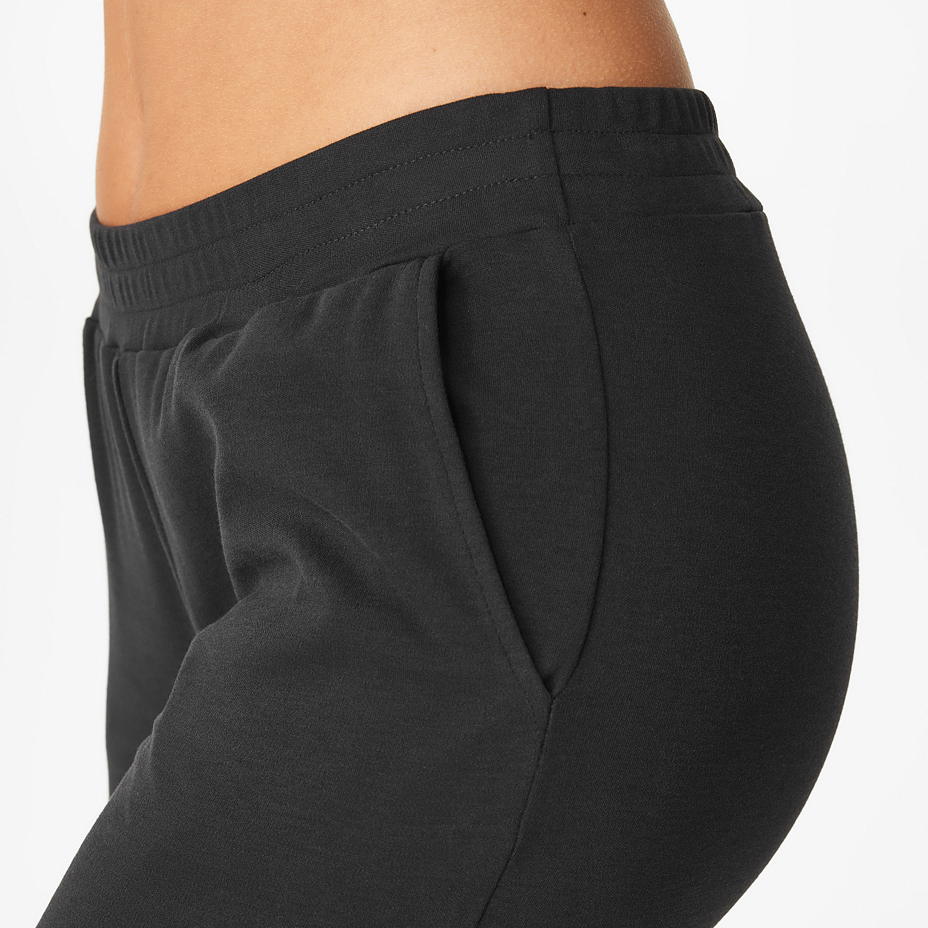Women's elastic sweatpants with Merino wool black