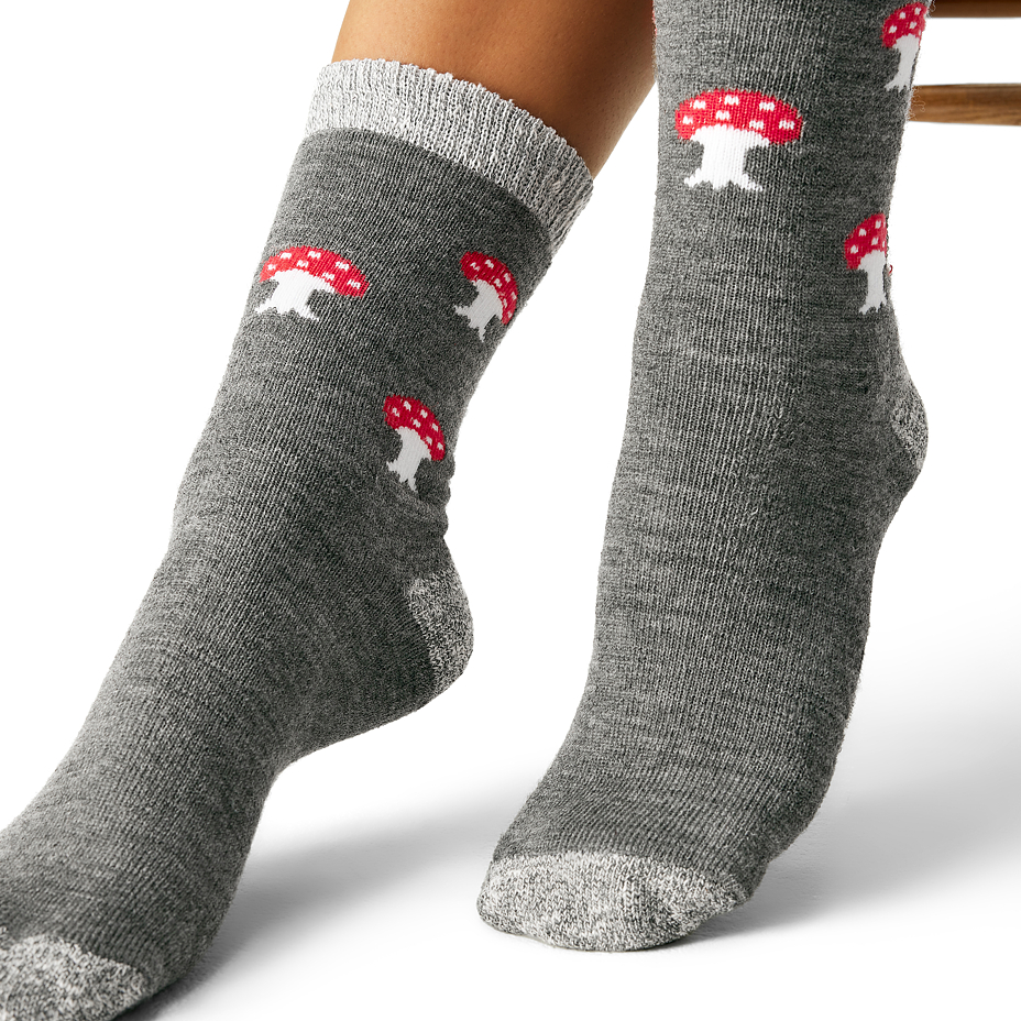 Christmas socks with Merino sheep wool toadstool