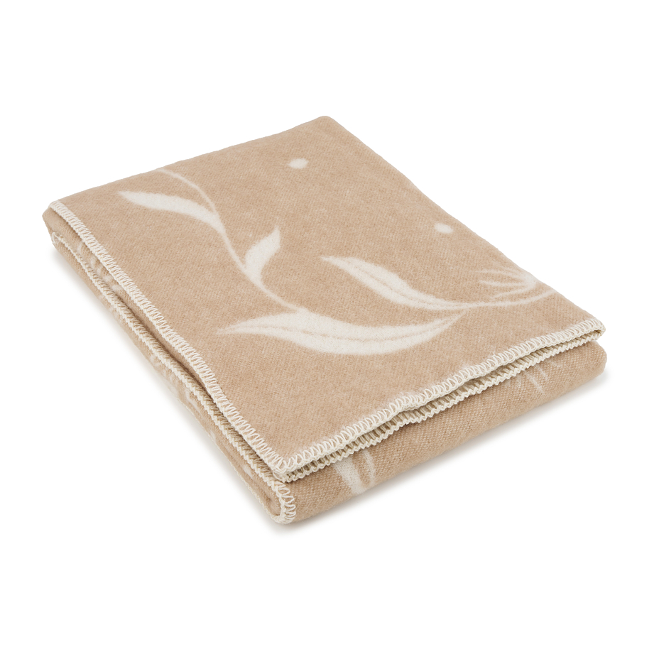 Merino wool blanket with sheep beige