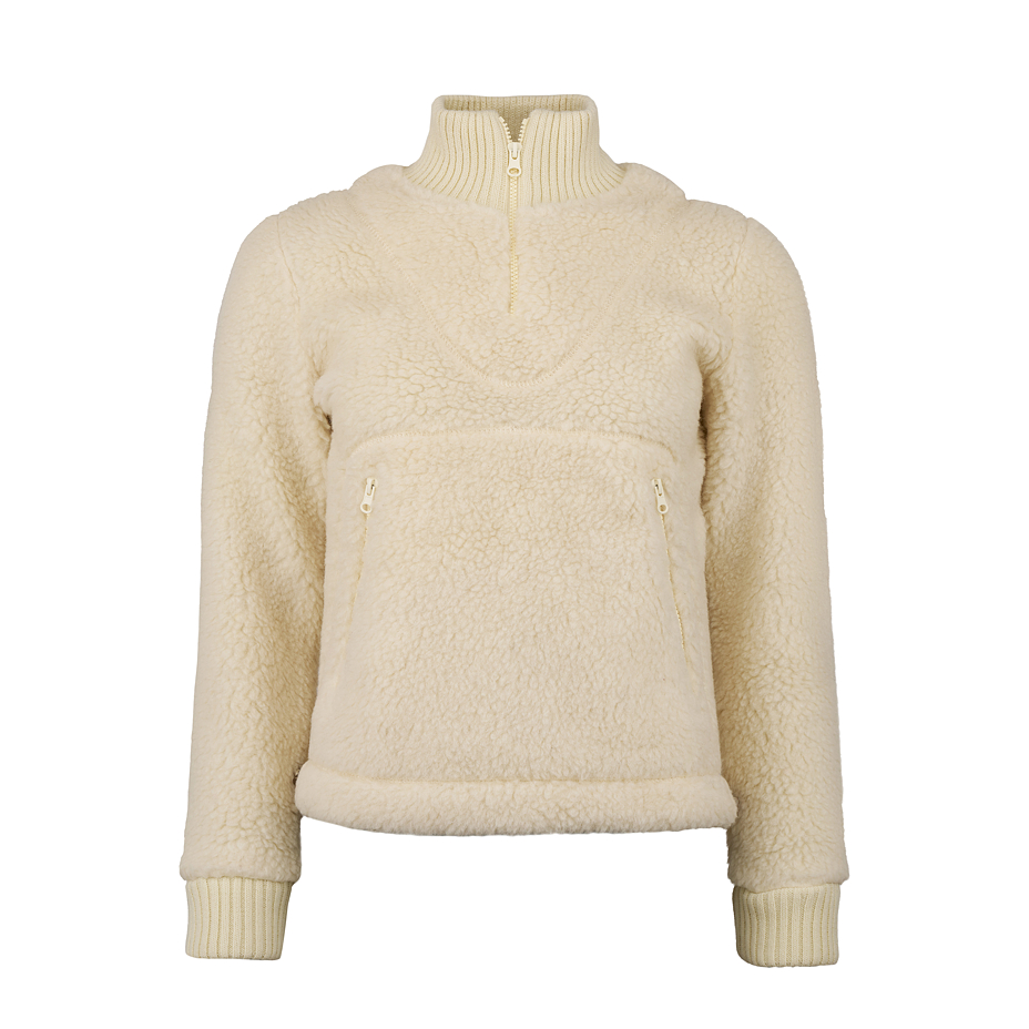 Women's Kangaroo Pocket Wool Top Natural