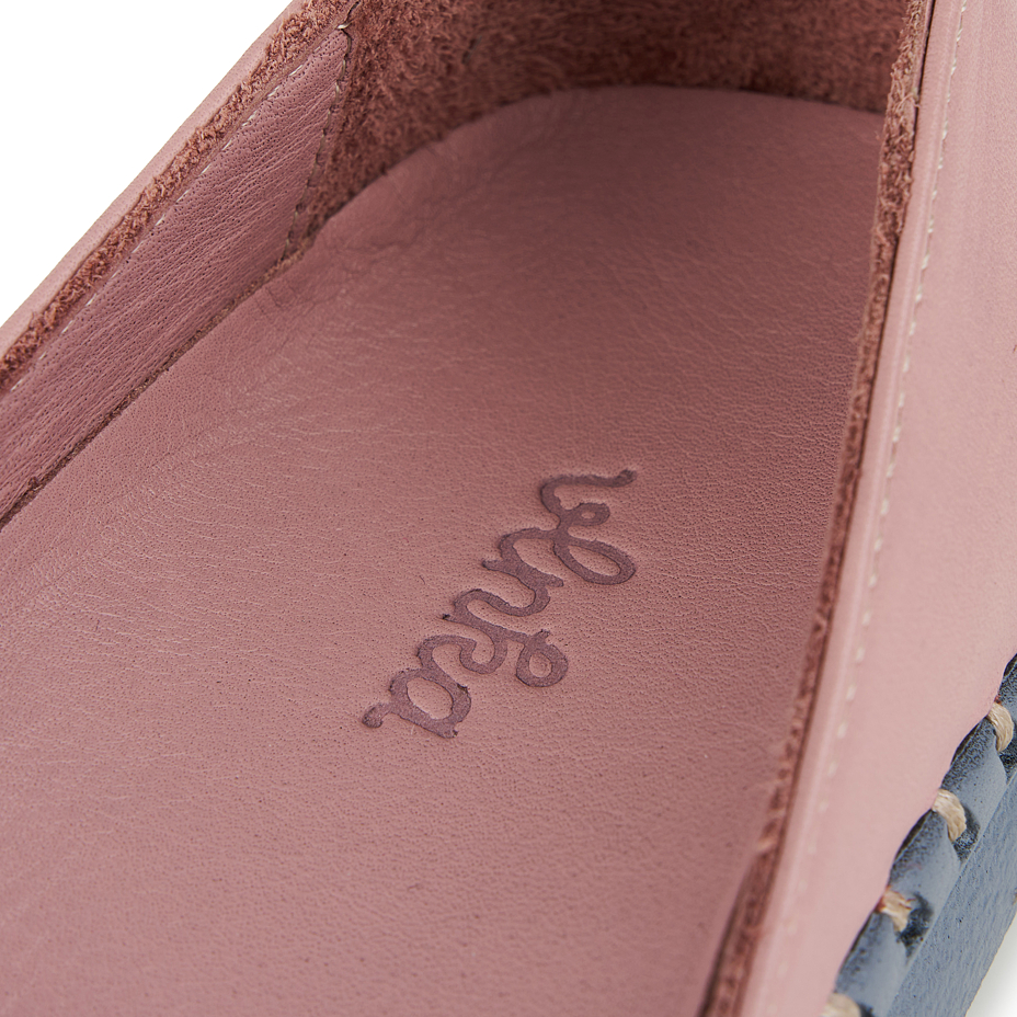 Women's leather ballerinas Melisa in pink with a grey sole