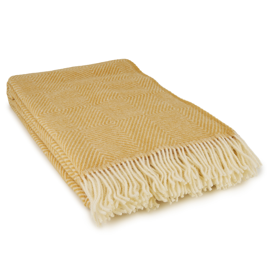 Sheep wool blanket diamond yellow