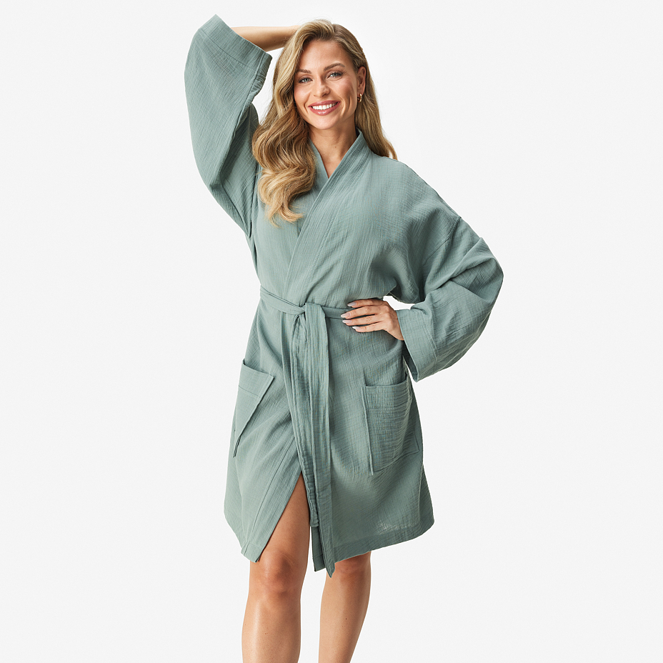 Muslin bathrobe green