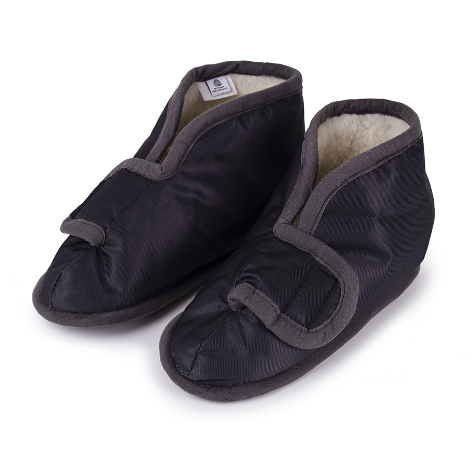 TV Merino slippers with Velcro fastening, black