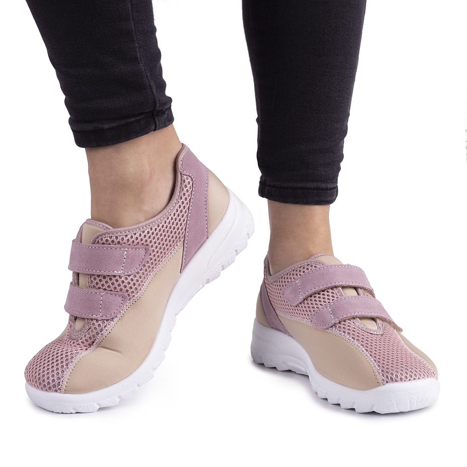 Women's breathable orthopedic sneakers with velcro Pink