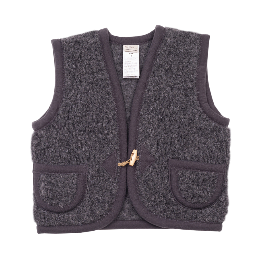 Kids’ Toggle Tie Wool Vest Dark Grey